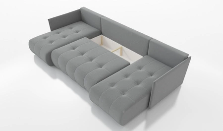 Ecksofa mit Schlaffunktion Selva U dunkelbeige Ein interessant präsentiertes Ecksofa aus Stoff mit einer plüschigen Oberfläche