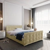 Verlan 140x200 beige gepolstertes Bett mit Staukasten im modernen skandinavischen Stil mit gestepptem Kopf- und Fußteil
