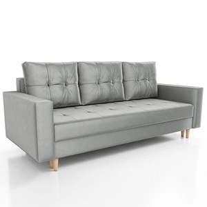 Sofa Vaso hellgrau bequemes Sofa für Wohnzimmer skandinavischen Stil hölzerne hohe Beine Bettzeug Container