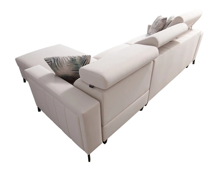 Ecksofa mit Schlaffunktion Savona Indian rosa / weiß rechts elegantes Ecksofa mit verstellbaren Kopfstützen Ziernähte