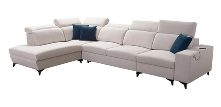 Ecksofa mit Schlaffunktion Kelly Sleek XI schwarz linke Seite stilvolles und bequemes Ecksofa aus strapazierfähigem Webstoff