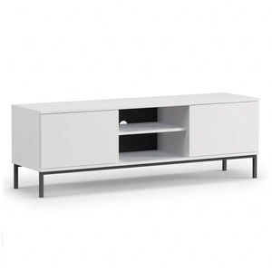 RTV-Schrank Tutti 150 cm weiß elegantes Schrankdesign Metall massiver Sockel Türen öffnen sich mit einem Push-to-Open-System