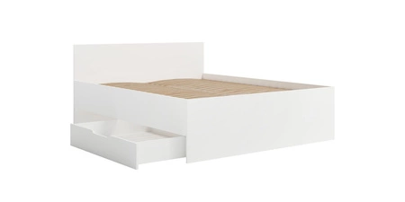 Bett Maxione 160x200 cm weiß Wäscheaufbewahrung in Form einer ausziehbaren Schublade ideales Bett für ein Schlafzimmer hohes bequemes Kopfteil