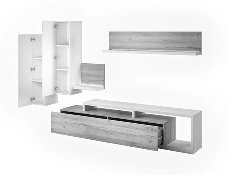 Bota anthrazit / Eiche ribbec Schrankwand innovatives Design asymmetrische Elemente der Schrankwand verbinden Funktionalität mit Modernität