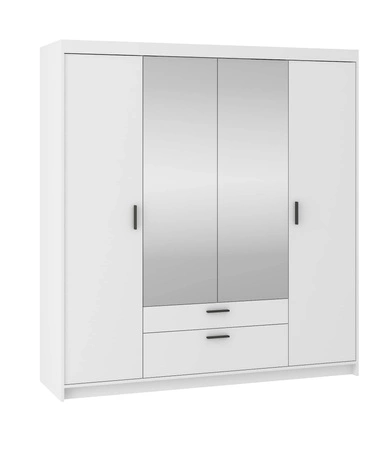 Schrank mit Spiegel Rene 176 cm weiß modernes Design und ABS beendet Kanten