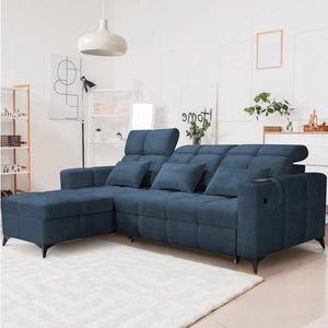 Ecksofa mit Schlaffunktion Laredo blau links komfortables und stilvolles Ecksofa mit Bettzeugcontainer
