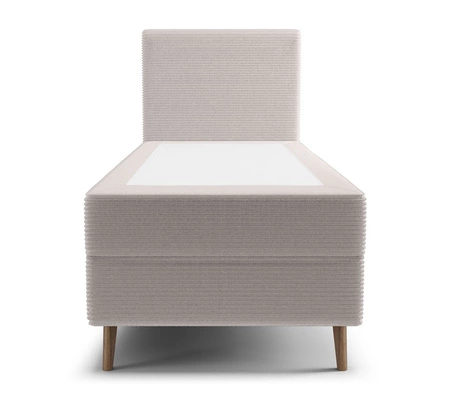 Boxspringbett Totti 90x200 elfenbeinfarbenes stilvolles Bett mit Bettzeug Lagerung dreidimensional gestreiften Stoff