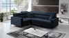 Nausa II Ecksofa mit Schlaffunktion marineblau links Samt Ziernähte auf der Sitzfläche Ecksofa mit Bettzeugbehälter