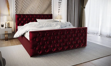 Polsterbett Viamao 180x200 kastanienbraun mit Container im modernen skandinavischen Stil mit gestepptem Kopfteil und Fußteil