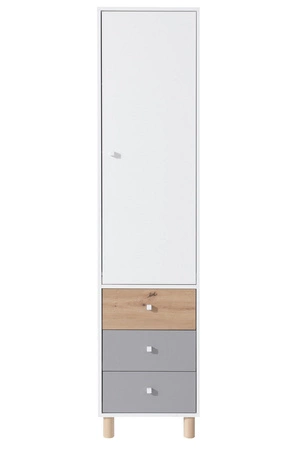Bücherregal mit Schubladen Beja 45 cm weiß / artisan Eiche / grau ideal für das Jugendzimmer funktional und geräumig