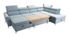 Ecksofa mit Schlaffunktion Rava VI blau links Praktisches und modernes Ecksofa mit Multifunktionslampe