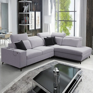 Ecksofa mit Schlaffunktion Kelly Sleek VII grau Esche rechts geflochten bequem und funktionell Ecksofa für Wohnzimmer