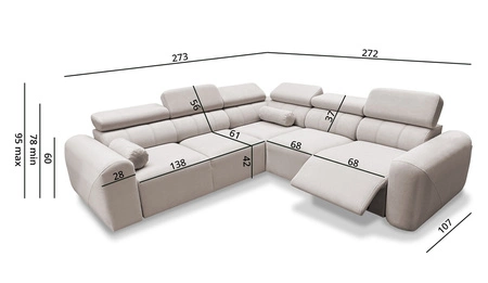 Ecksofa mit Schlaffunktion Cantare III Lux beige rechte Seite stilvolles und bequemes Ecksofa für das Wohnzimmer mit hochklappbarer Fußstütze