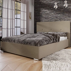 Burgos Polsterbett 140x200 dunkelbeige mit modernem Kopfteil ideal für Schlafzimmer