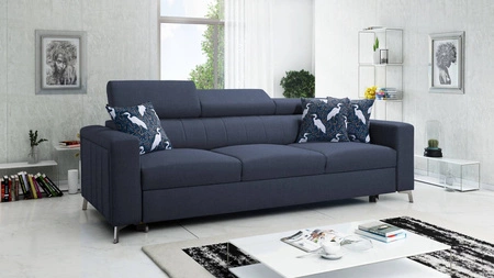 Sofa mit Schlaffunktion Savona marineblau bequemes Sofa für Wohnzimmer bietet Komfort beim Ausruhen verstellbare Kopfstützen