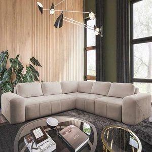 Ecksofa mit Schlaffunktion Bovec III beige rechts äußerst stilvolles Ecksofa perfekt für ein geräumiges Wohnzimmer