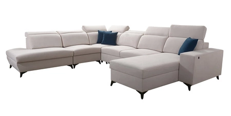 Ecksofa mit Schlaffunktion Kelly Sleek X braun rechts extrem elegantes Ecksofa für Wohnzimmer mit verstellbaren Kopfstützen