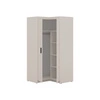 Eckkleiderschrank Rene beige sand stilvolles Design ABS Einfassung Schlafzimmer Schrankfronten in matt schwarzer Ausführung Griffe
