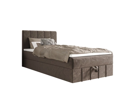 Boxspringbett Casey 120x200 hellbraun im modernen skandinavischen Stil mit gepolstertem Kopfteil Bett mit Staukasten