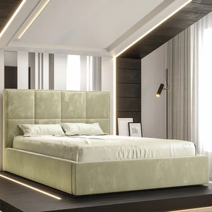 Polsterbett Aresa 180x200 mit Aufbewahrung Beige Modernes skandinavisches Stilbett mit bequemem Kopfteil