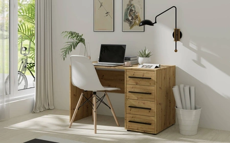 Schreibtisch Maxione 120 cm Eiche handwerklich moderner Schreibtisch mit Schubladen universelles Design ideal für ein Jugendzimmer oder Büro