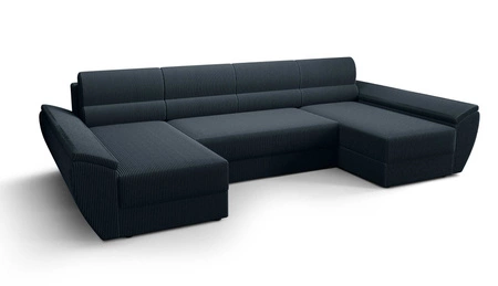 Ecksofa mit Schlaffunktion Fogu U IV blau bequemes und funktionelles Ecksofa für das Wohnzimmer mit einem interessanten Design dreidimensionalen Stoff