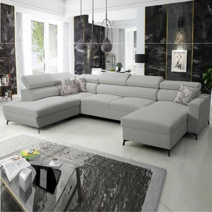 Ecksofa mit Schlaffunktion Savona VI grau Esche rechts elegantes und bequemes Ecksofa für Wohnzimmer mit zwei Bettkästen