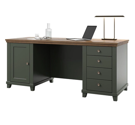 Schreibtisch mit Schubladen Evora 180 cm Flasche grün / Eiche lefkas geschmackvolles Design wird Liebhaber von ausdrucksstarken Interieur für das Arbeitszimmer oder Büro begeistern