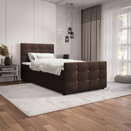 Boxspringbett Kansas 120x200 braun Bett im modernen skandinavischen Stil mit gepolstertem Kopf- und Fußteil