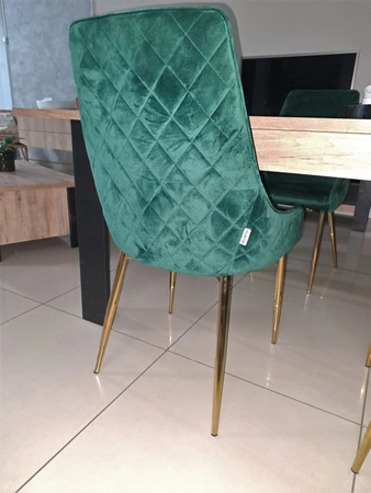 Mia gepolsterter Stuhl 48x57 cm grün moderner und funktioneller Metallstuhl mit goldenen Beinen