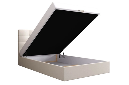 Boxspringbett Kingston 120x200 beige Bett im modernen skandinavischen Stil mit gepolstertem Kopfteil mit Kristallen Bett mit Staukasten