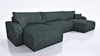 Ecksofa mit Schlaffunktion Fiesta U XL grau elegantes Ecksofa für Wohnzimmer mit Bettzeugablage Cordstoff