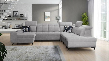 Ecksofa mit Schlaffunktion Buffalo X grau Esche links funktionelles und bequemes Ecksofa für ein Zimmer mit Bettzeugcontainern