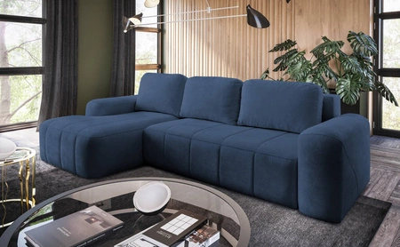 Ecksofa mit Schlaffunktion Bovec blau linksseitig stilvolles Ecksofa mit ergonomischer Form hydrophobem Stoff