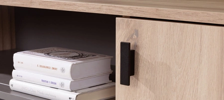 Kommode Estan 120 cm Eiche estan hell / anthrazit modernes Möbeldesign hochwertige Verarbeitung Kommodenkante mit Spezialfurnier verarbeitet