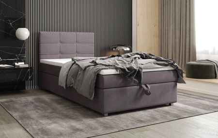 Boxspringbett Fresno 120x200 grau im modernen skandinavischen Stil mit gepolstertem Kopfteil Bett mit Staukasten