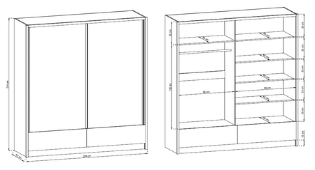 Vivio 204 cm Schiebeschrank weiß Glanz modernes Design Kleiderschrank ideal für ein Schlafzimmer Kleiderschrank oder Flur