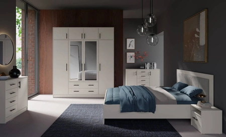 Kleiderschrank mit Spiegel Caspe 200 cm beige modernes Design ABS-Finish und Aluminiumgriffe