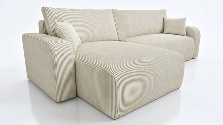 Ecksofa mit Schlaffunktion Fiesta XL beige Universal Ecksofa mit Bettzeugablage stilvoller Cordstoff