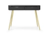 Zoya schwarz Konsole mit Schubladen stilvolle und funktionale Schminktisch geschwungene massive Form geriffelte Schubladenfronten goldene Beine