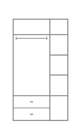 Kleiderschrank Estan 90 cm Eiche estan hell / anthrazit modernes Möbeldesign Kleiderschranktür mit Lamellen dekoriert Kleiderschrank für Schlafzimmer