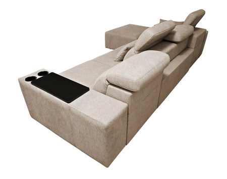 Ecksofa mit Schlaffunktion Tesalia XII grün links modernes Design komfortable Schiebe-Rückenlehne Schublade in der Seite des Möbels