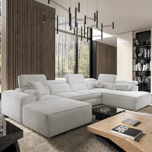 Ecksofa mit Schlaffunktion Viano VI grau Esche links Design-Ecksofa für moderne Einrichtungen zwei Container für Bettzeug