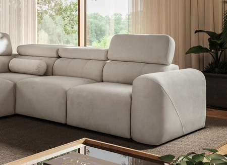Ecksofa mit Schlaffunktion Cantare III Lux grau Esche rechtshändig stilvolles und bequemes Ecksofa für das Wohnzimmer mit hochklappbarem Fußteil