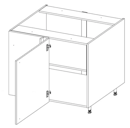 Eck-Küchenzeile Chevron 105 ND 1F BB linke Front mit dekorativem Fischgrätdekor feuchtigkeits- und beschädigungsbeständiger Schrank