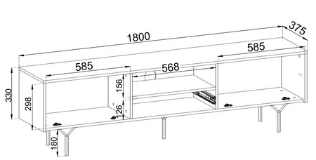 RTV Schrank Adamant 180 cm schwarz graphit modernes Design Originalmöbel mit gefräster Front push to open System für Türen und Schubladen