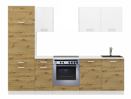 Toni 260 cm weiß / Eiche handwerklich hergestelltes Küchenset sieht in klassischen Einrichtungen großartig aus