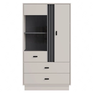 Bücherregal Estan 80 cm beige/anthrazit modernes Möbeldesign hochwertige Verarbeitung Bücherregalkante mit Spezialfurnier verarbeitet