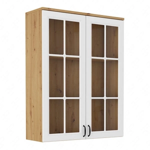 Kommodenerweiterung Scandi 100 cm Eiche artisan / weiß klassisches Design Sicherheit gehärtetes Glas gefräste Fronten Metallgriffe