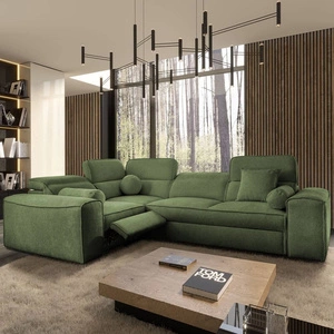 Ecksofa mit Schlaffunktion Viano II Lux grün linksseitiges Designer-Ecksofa für das Wohnzimmer mit komfortablem ausziehbarem Fußteil